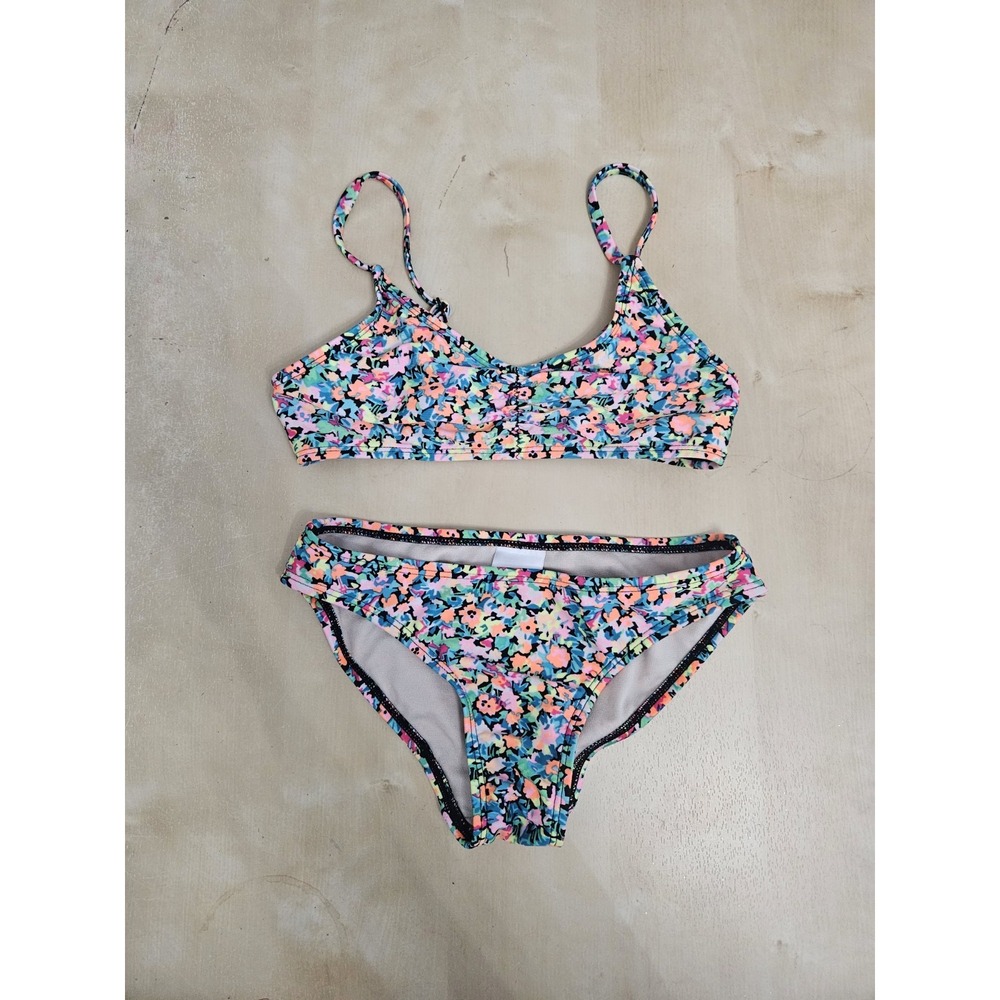 Art Class Girls Floral Bikini Swimsuit Size S 6/7 Two Piece Swim Set Multicolor